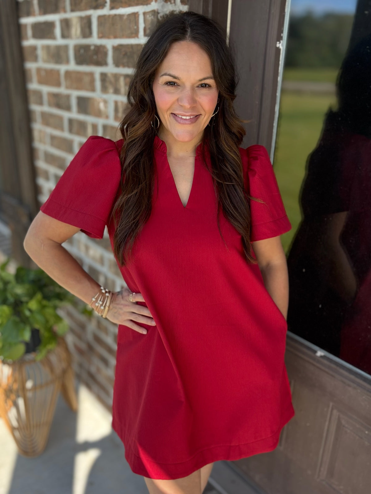 Autumn Flame Ruffled Dress