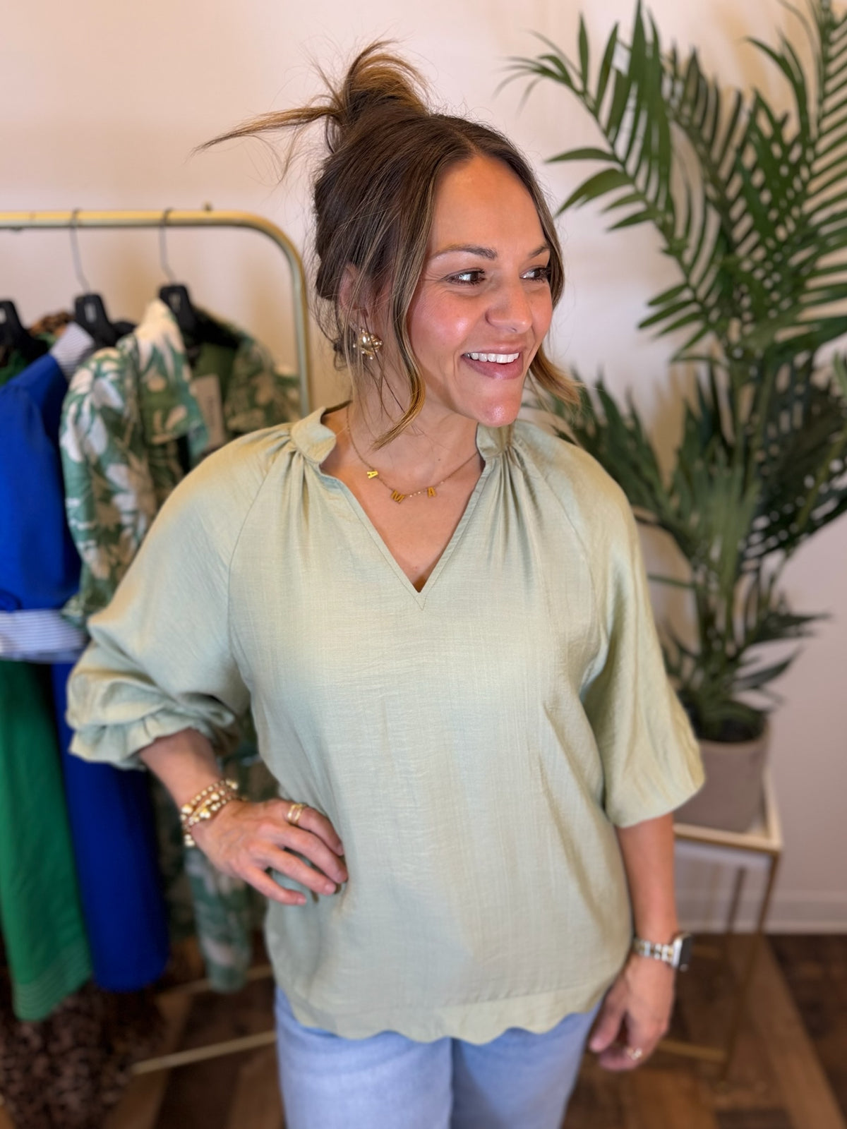Effortless Ease Scalloped Blouse