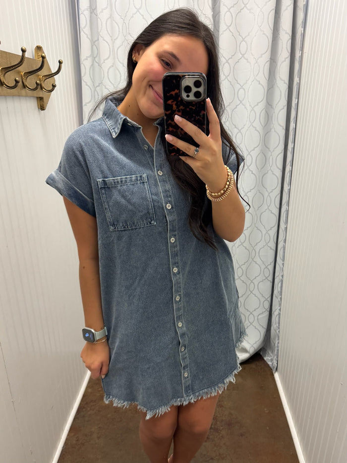 Denim Daze Button Front Dress