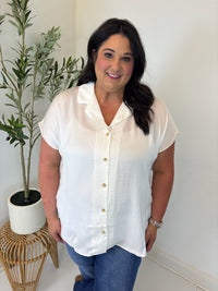 Simple Thing Button Front Blouse - Plus
