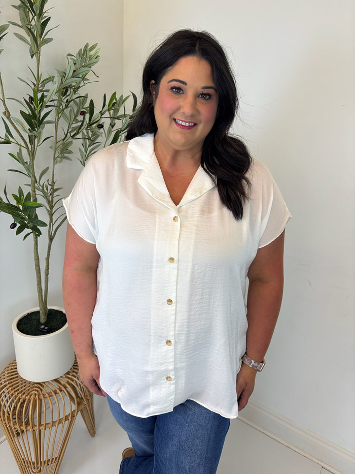 Simple Thing Button Front Blouse - Plus