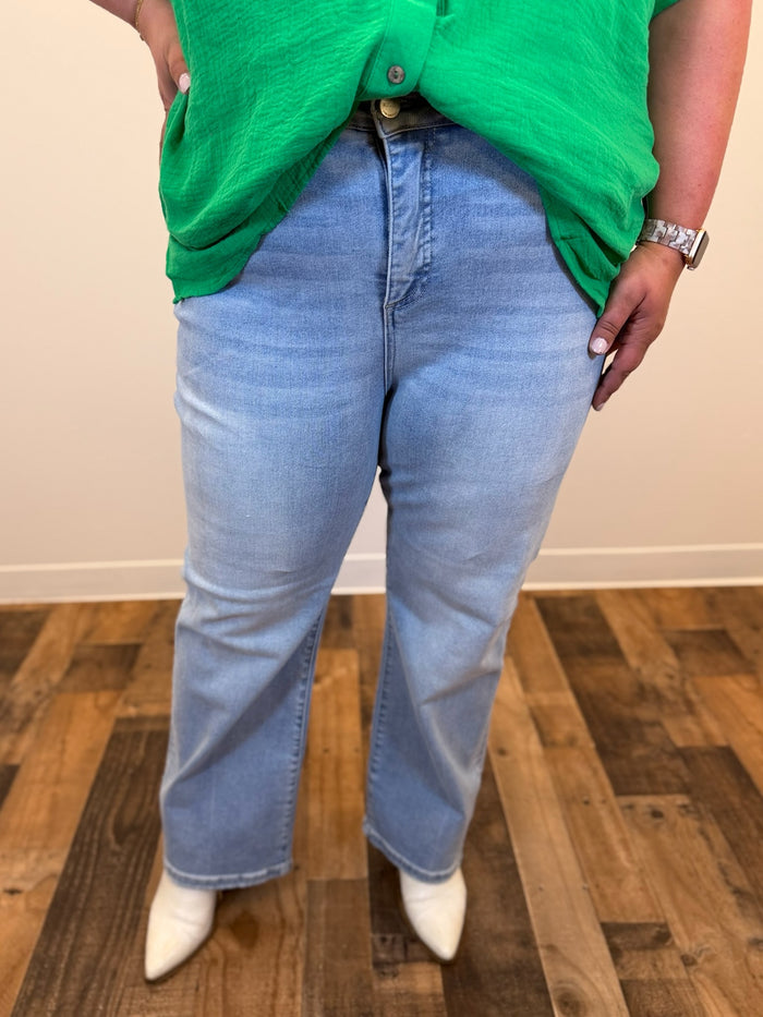 Ashlyn Tummy Control Crop Straight Jean - Risen (Plus)