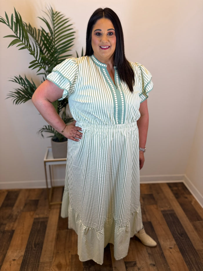 Tea Time Striped Dress - Plus