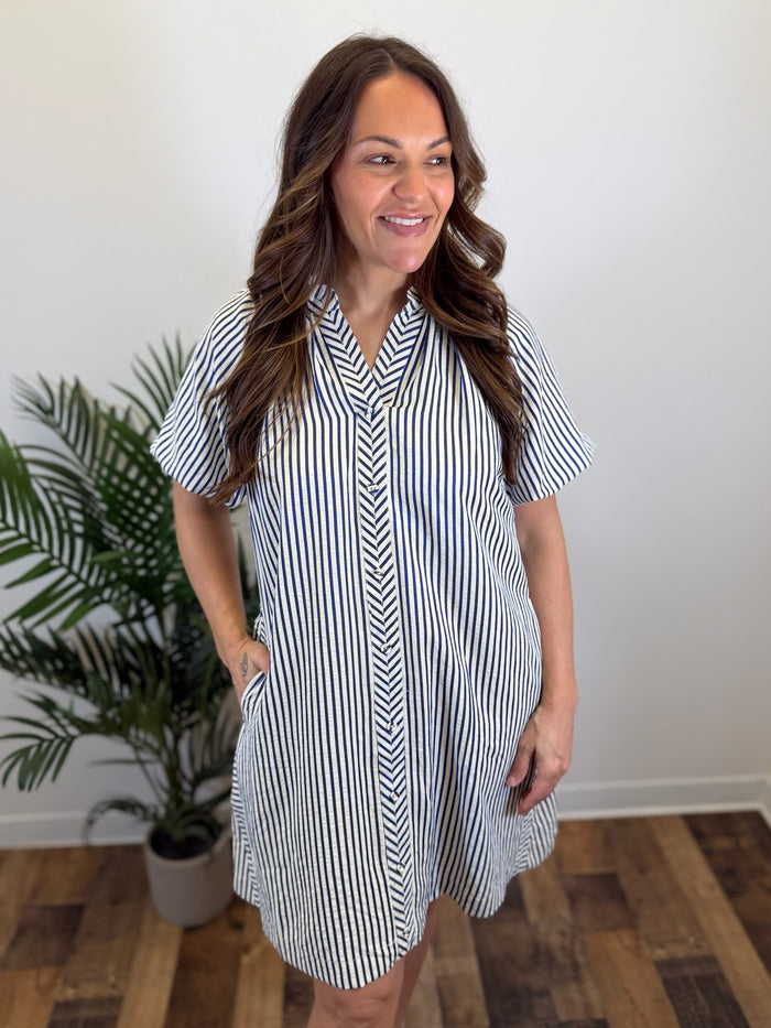 Harbor Stripe Shirt Dress