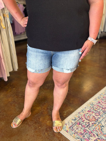 Daphne Distressed Denim Short - Risen (Plus)