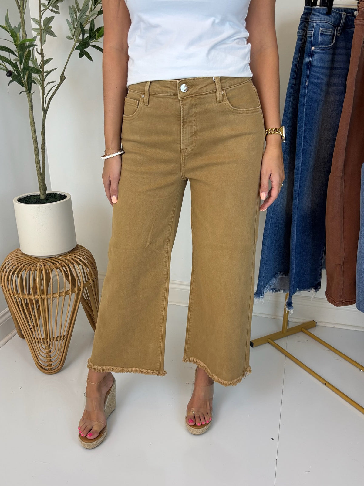 Tatum Tummy Control Wide Leg Crop Jean - Risen