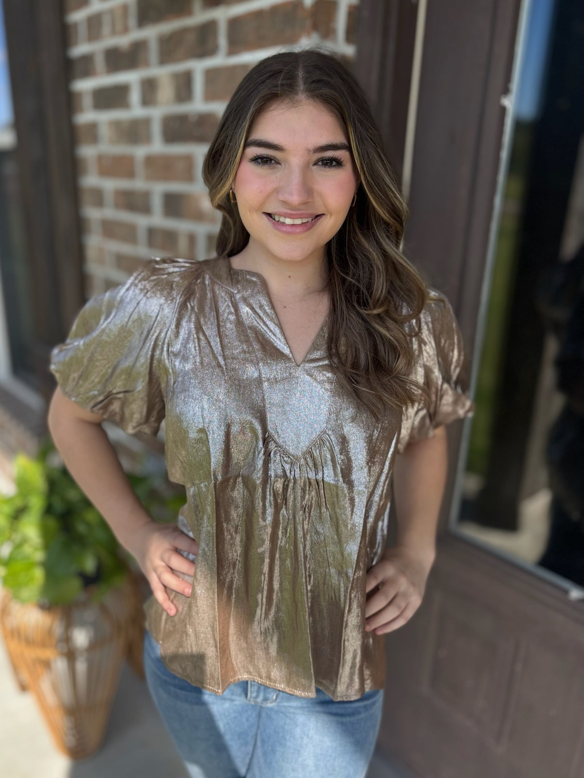 Evening Glow Puff Sleeve Blouse