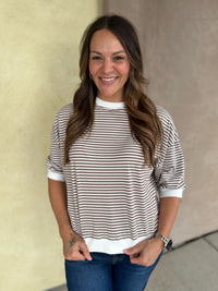 Stadium Stroll Striped Top - Mocha