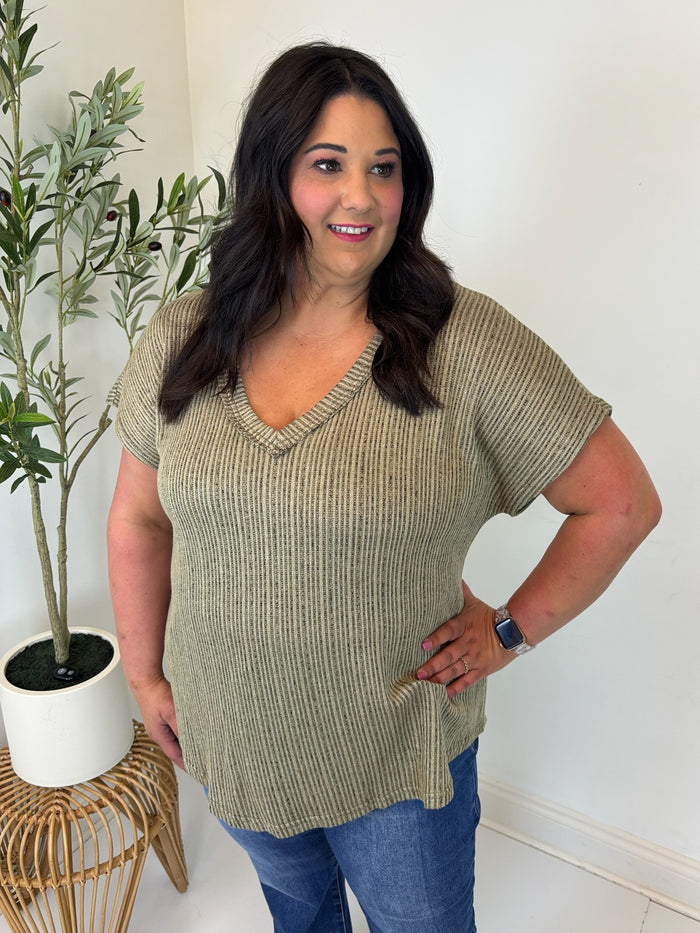 Weekend Ease V Neck Top - Plus