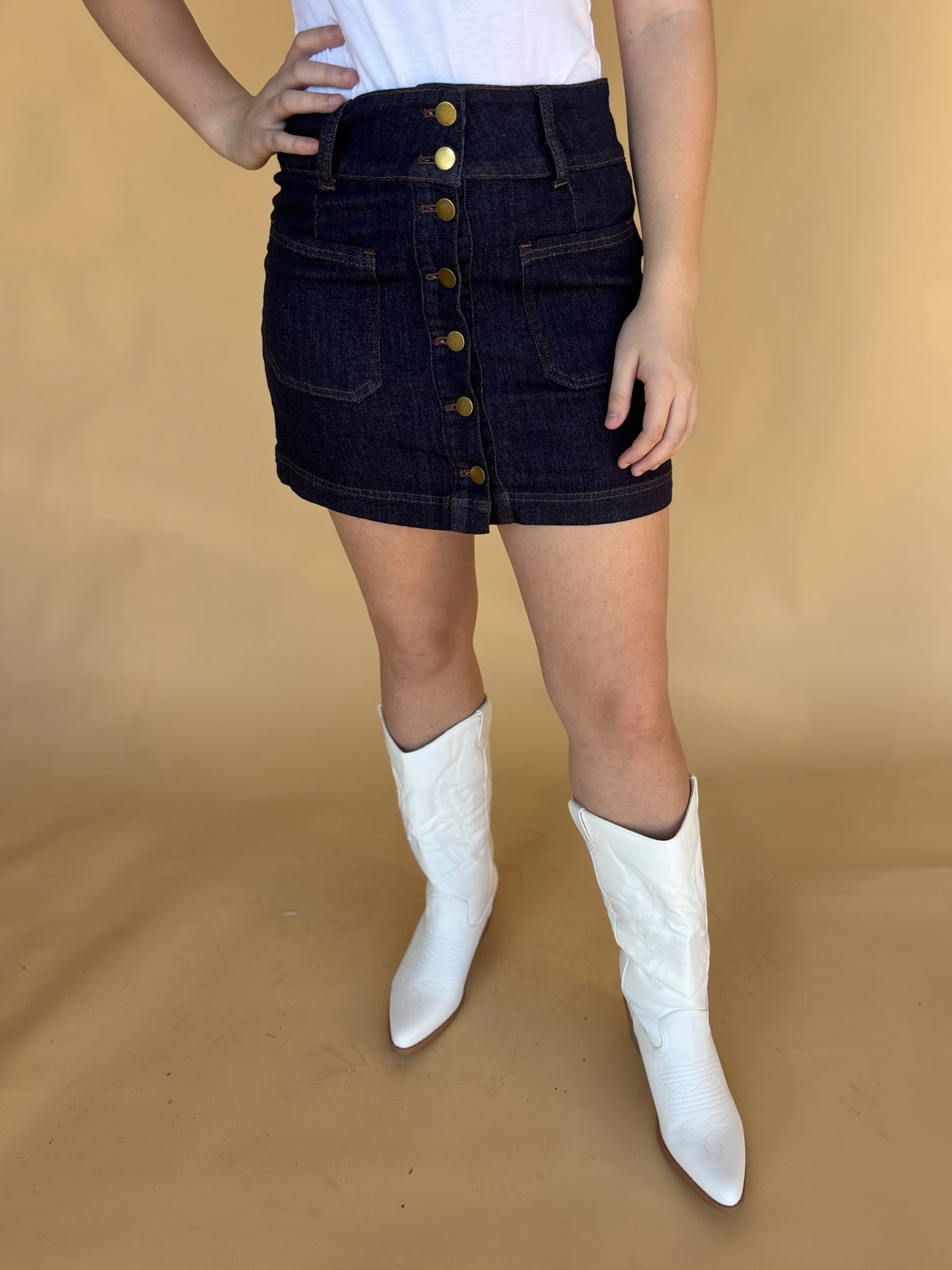 Downtown Button Front Skirt