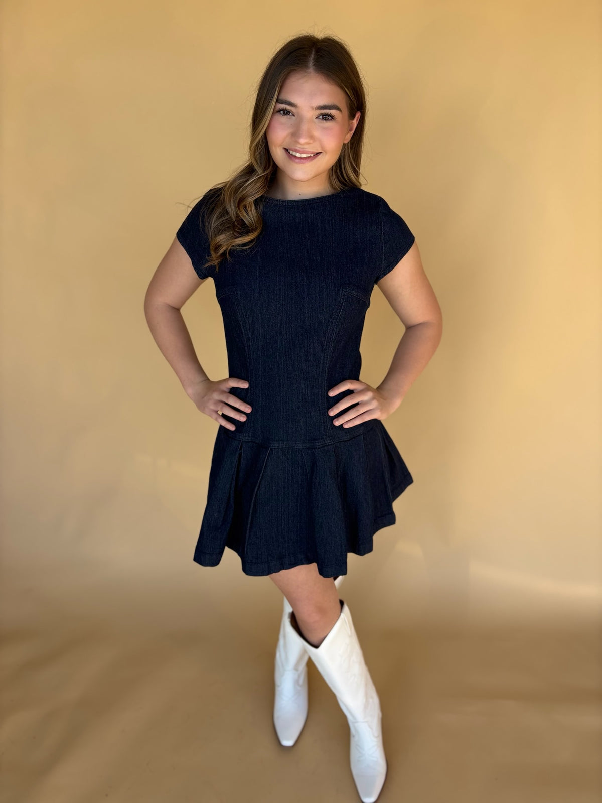 Blue Ribbon Open Back Dress