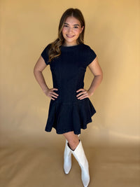 Blue Ribbon Open Back Dress