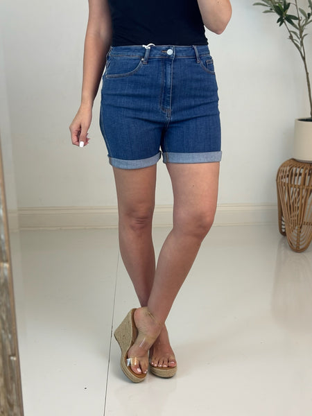Bria Rolled Hem Denim Short - Risen
