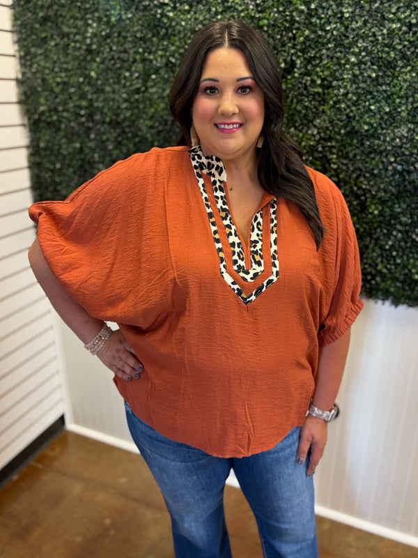Spice and Spots Contrast Top - Plus