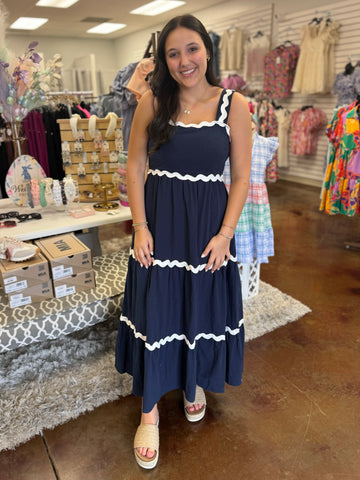 Navy Striped Maxi Dress