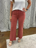 Acid Wash Frayed Cutoff Straight Wide Pant