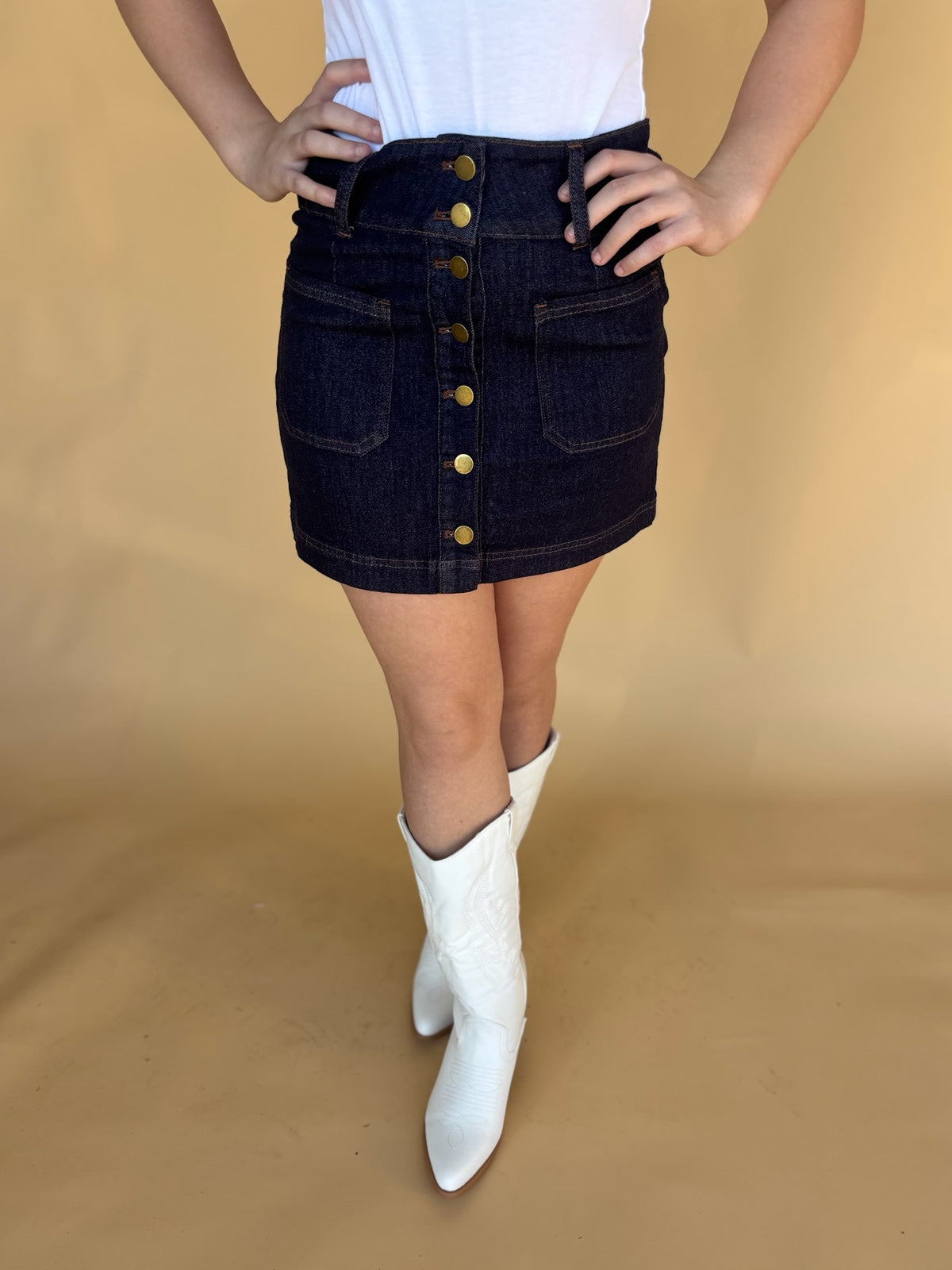 Downtown Button Front Skirt