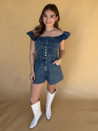 Denim Darling Ruffle Romper