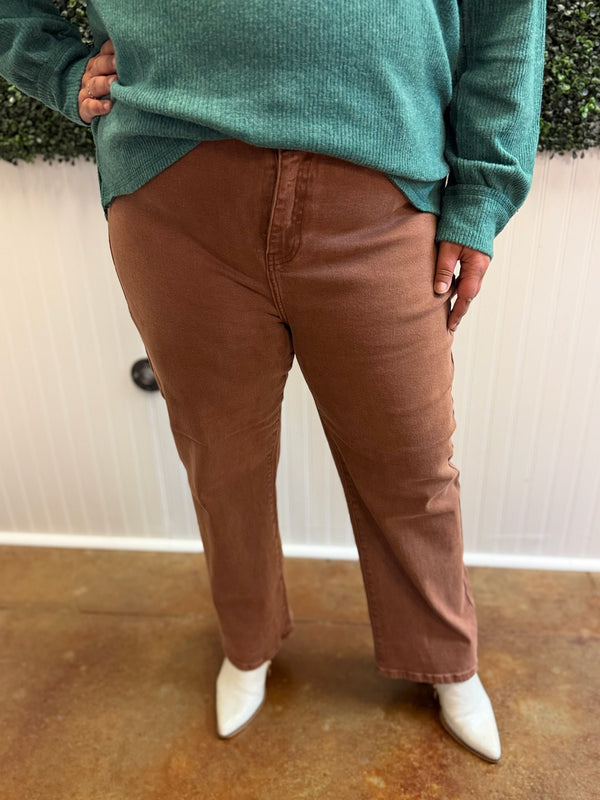 Espresso Cropped Straight Leg Jean - Risen (PLUS)