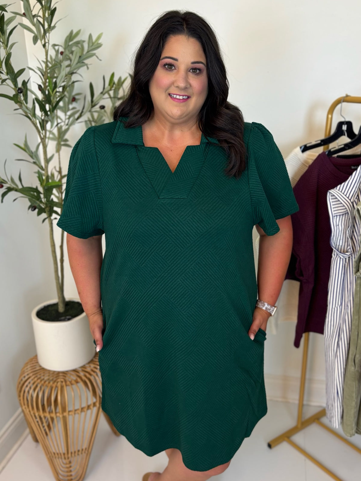 Polished Edge Textured Dress - Plus