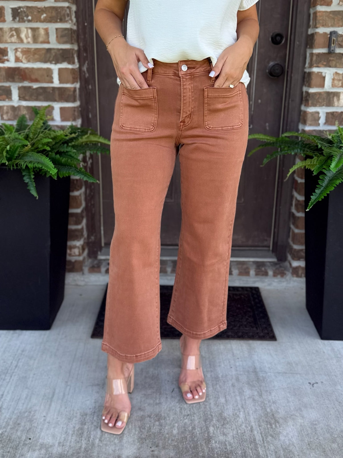 Chestnut High Rise Crop Wide Leg Jean