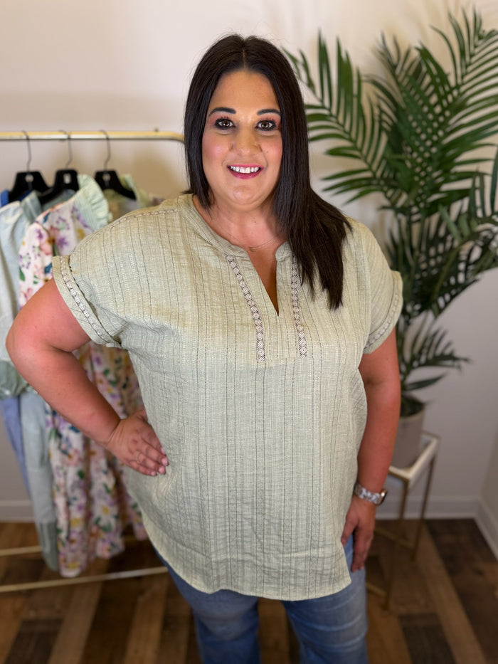 Olive Grove Woven Top - Plus