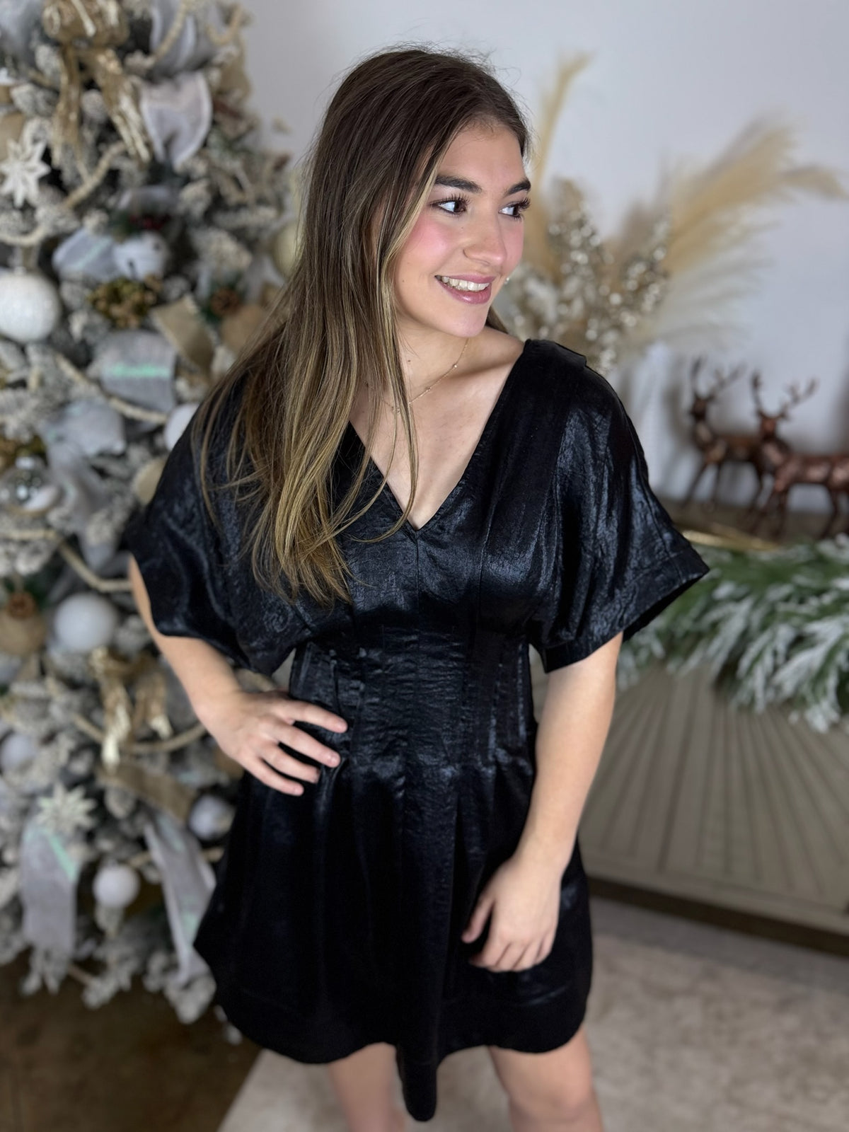 Black Tie Satin Dress