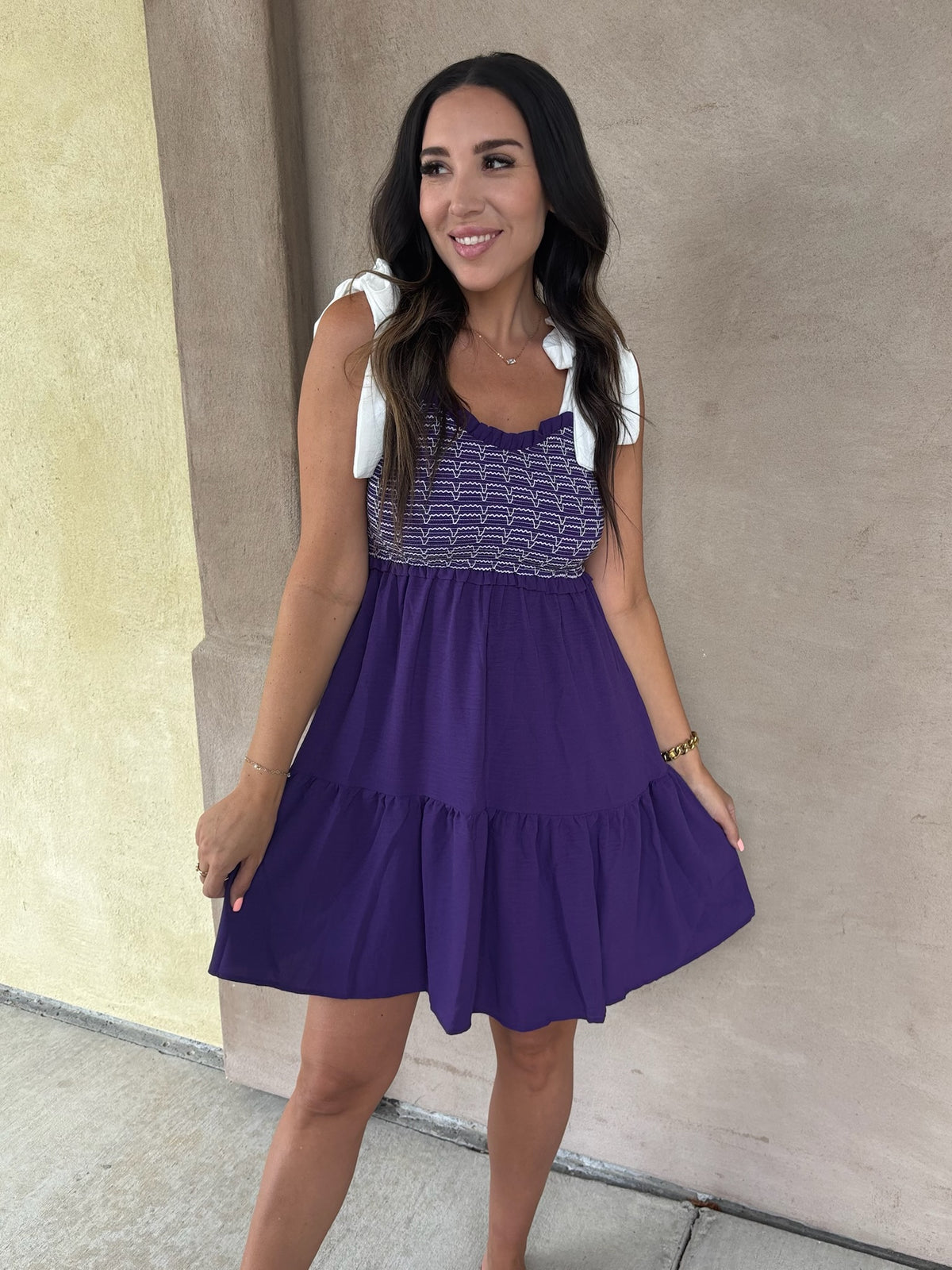 Sideline Sass Smocked Dress