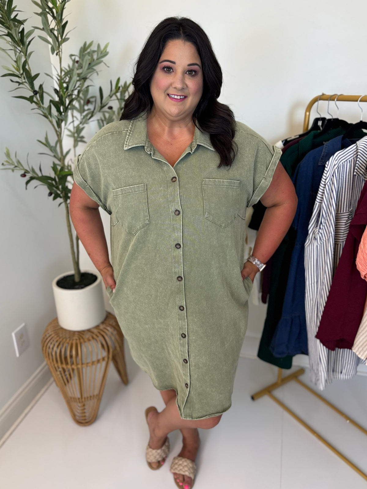 Best Shot Button Front Dress