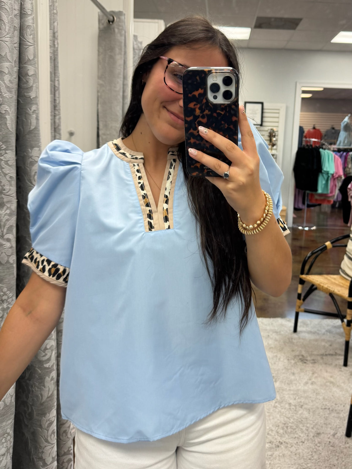 Looking Luxe Leopard Trim Top