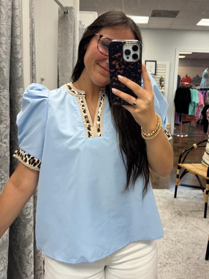 Looking Luxe Leopard Trim Top
