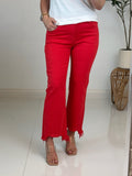 Red Mid Rise Step Hem Jean - Risen