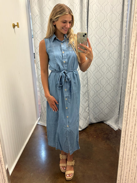 Boardwalk Blues Button Front Dress