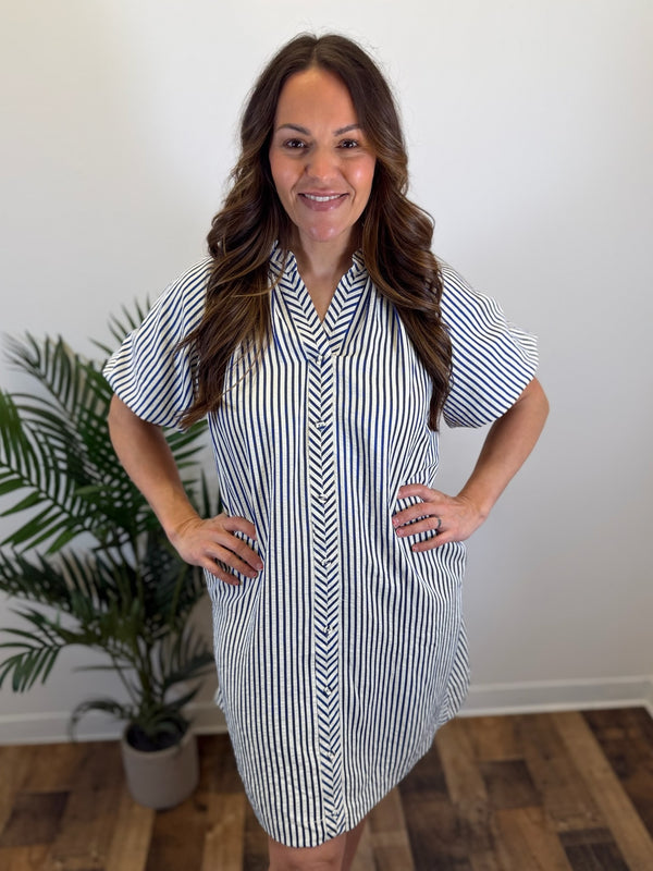 Harbor Stripe Shirt Dress