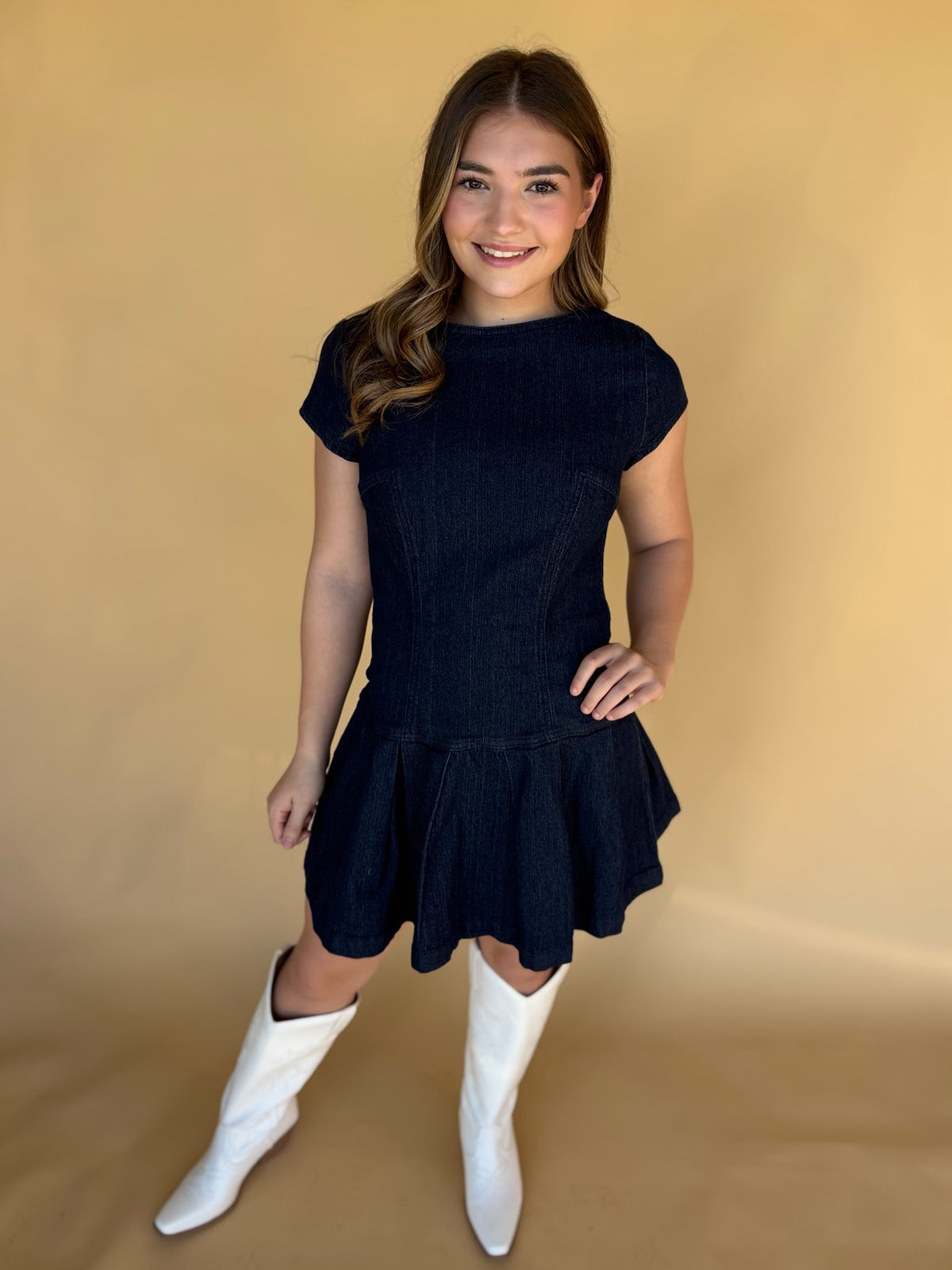 Blue Ribbon Open Back Dress