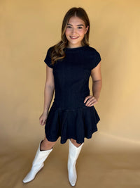 Blue Ribbon Open Back Dress