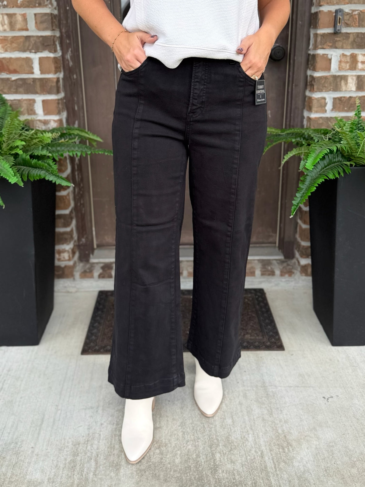 Hazel Tummy Control Cropped Wide Leg Jean - Risen