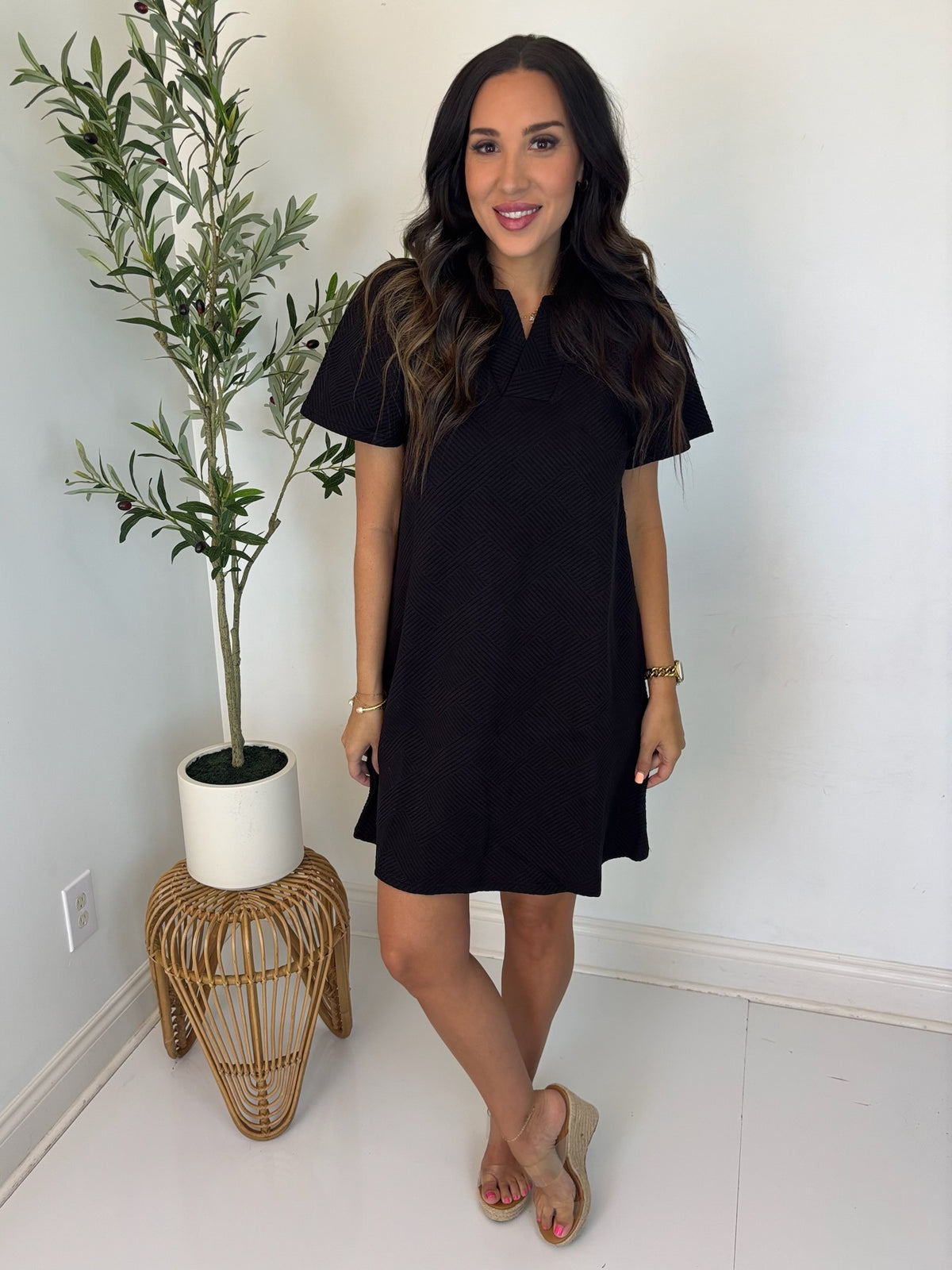 Polished Edge Textured Dress
