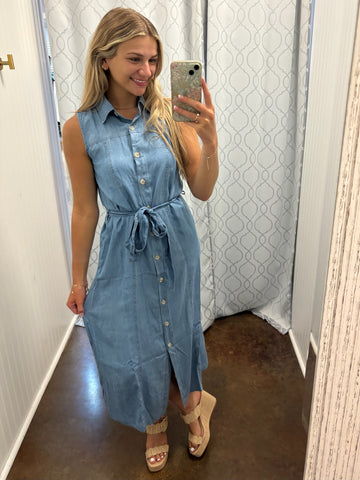Boardwalk Blues Button Front Dress