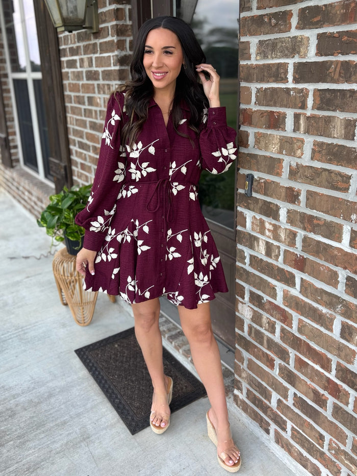 Falling Leaves Button Front Dress
