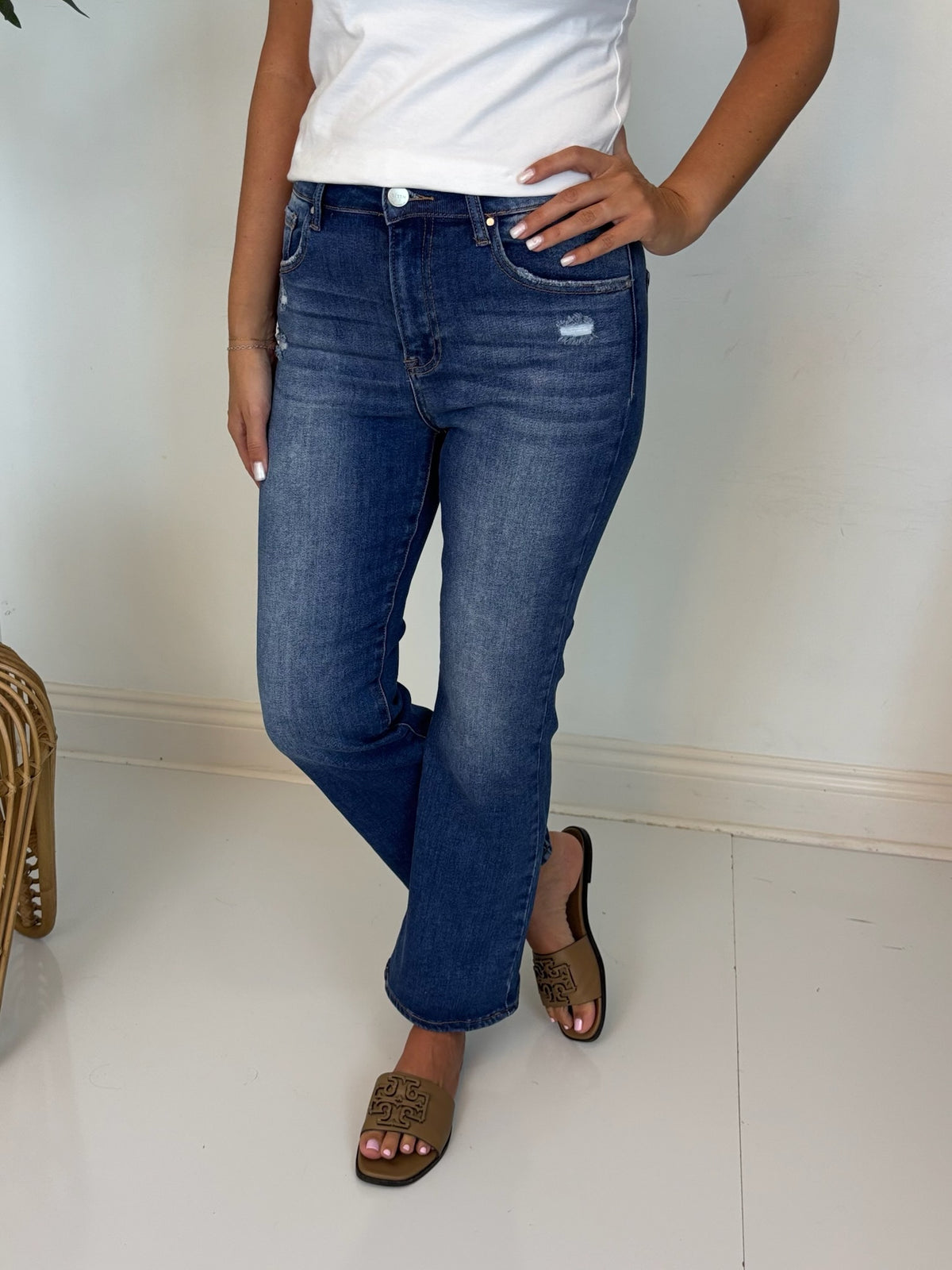 Haley High Rise Ankle Flare Jean -Risen