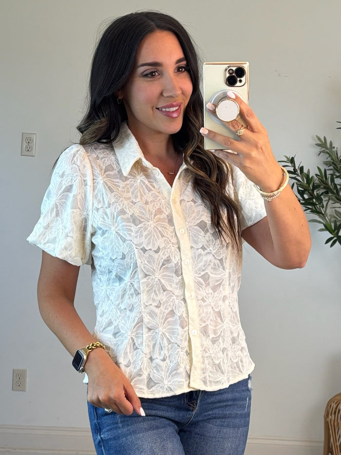 Mimosa Mornings Button Front Blouse