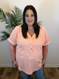 Pretty Peachy Ribbed Top - Plus