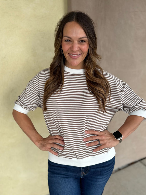 Stadium Stroll Striped Top - Mocha