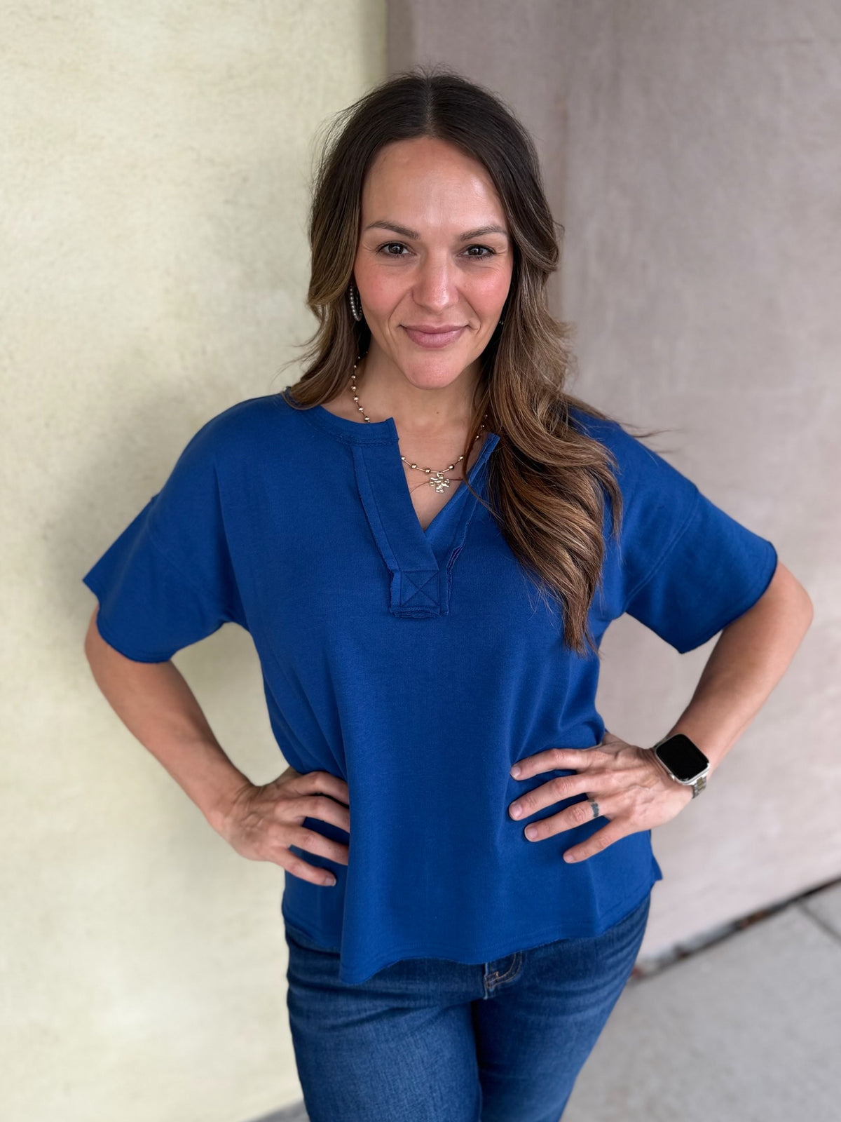 No Agenda Split Neck Top