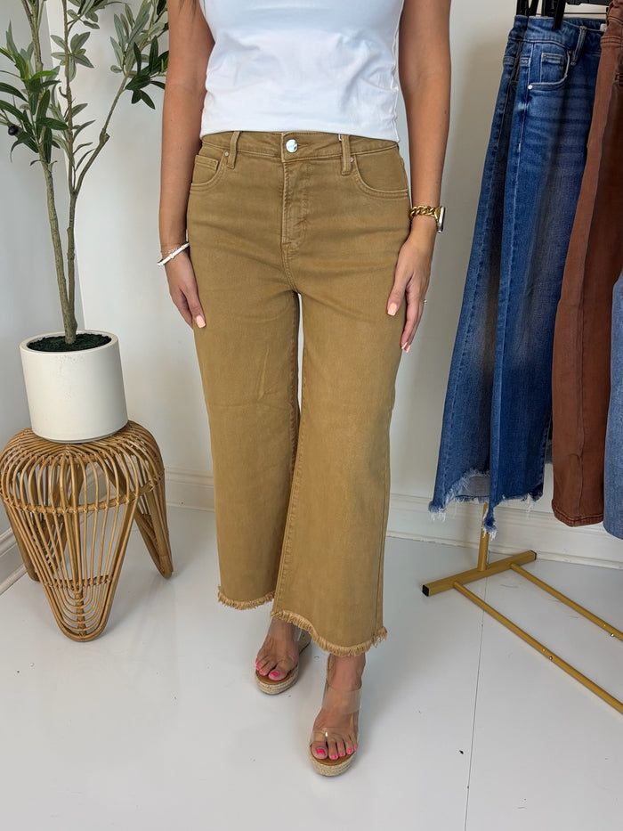 Tatum Tummy Control Wide Leg Crop Jean - Risen