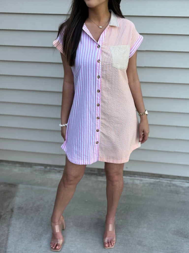 Sherbet Color Block Dress