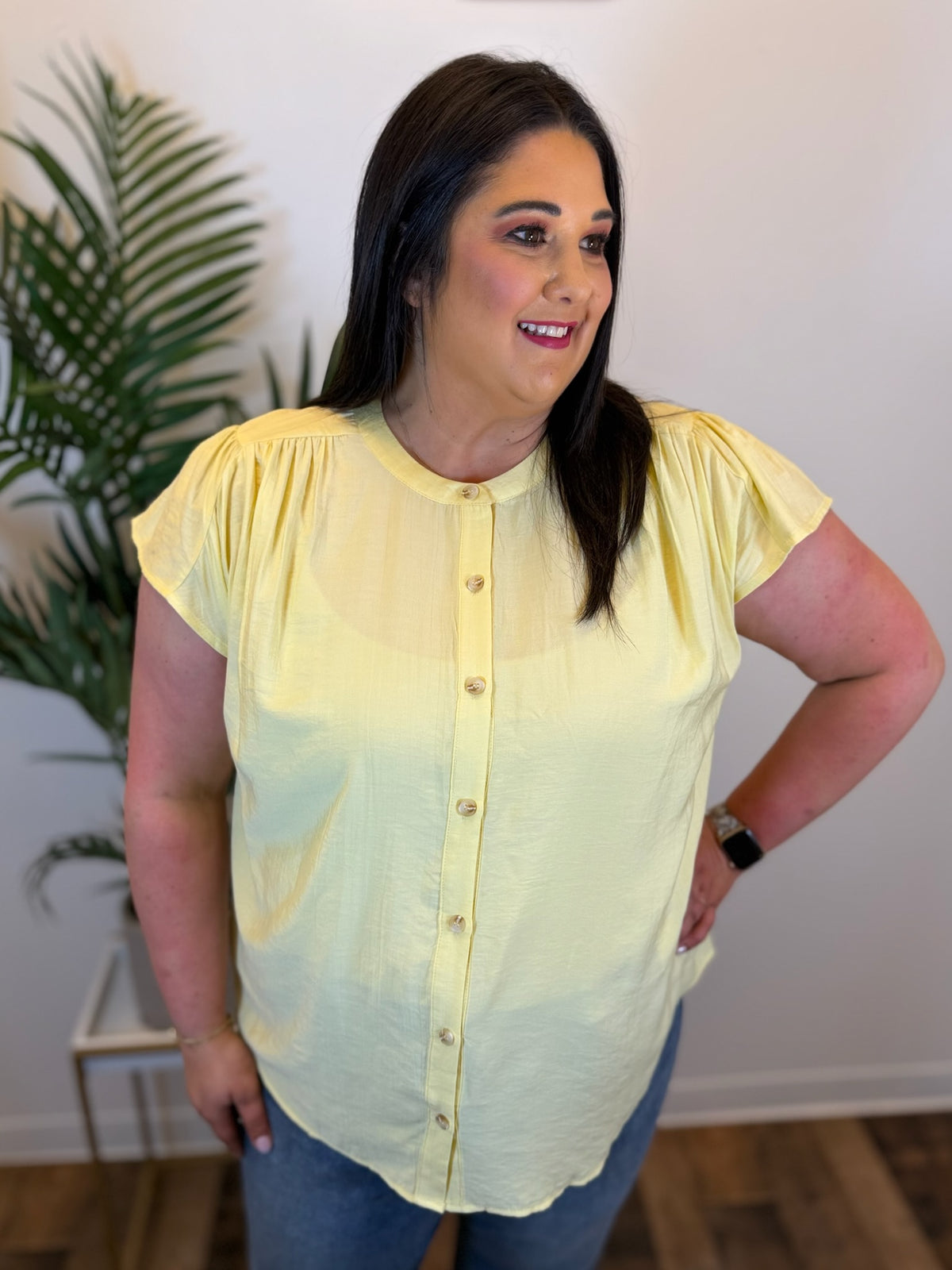 Fresh Feeling Ruffle Sleeve Top - Plus