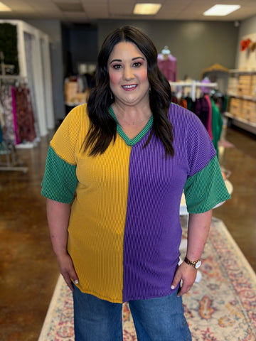 Party Gras Checkered Sweater Top
