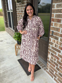 Wild Vine Button Front Dress